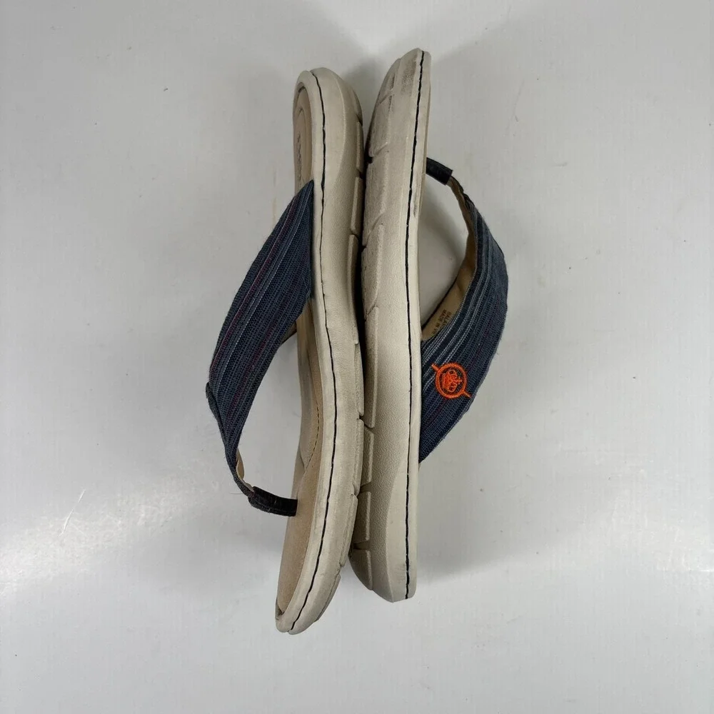 Born‎ Liselotte Women's US 7M Navy Fabric Leather Comfort Slip-On Thong Sandals